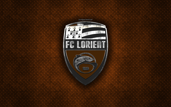 FC Lorient, French football club, orange metal texture, metal logo, emblem, Lorient, France, Ligue 2, creative art, football
