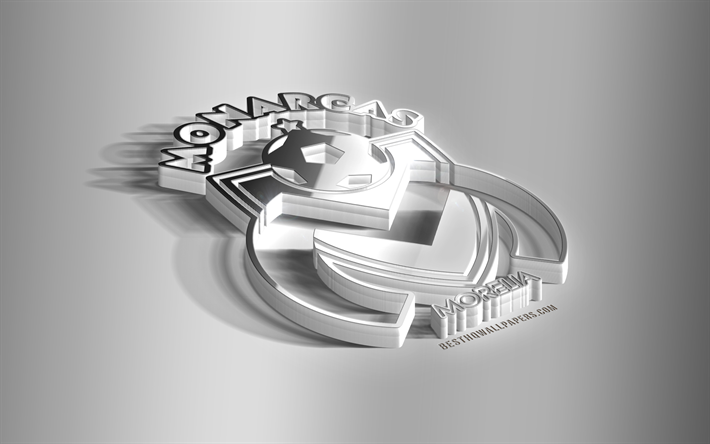 Monarcas Morelia, 3D &#231;elik logo, Meksika Futbol Kul&#252;b&#252;, 3 BOYUTLU amblem, Morelia, Meksika, metal amblem, Lig MX, futbol, yaratıcı 3d sanat