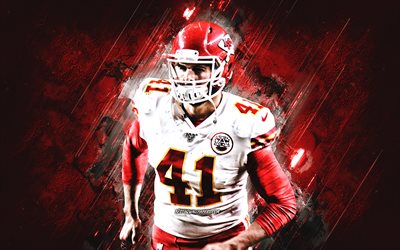 James Winchester, Kansas City Chiefs, NFL, american football, portrait, red stone background, National Football League