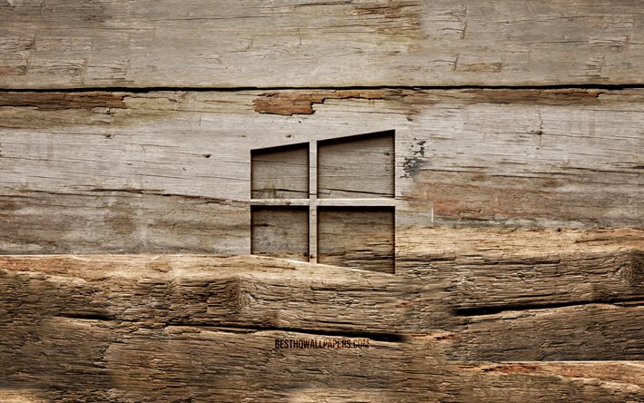 Download wallpapers Windows 10 wooden logo, 4K, wooden backgrounds, OS ...