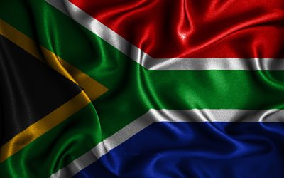 South African flag, 4k, silk wavy flags, African countries, national symbols, Flag of South Africa, fabric flags, South Africa flag, 3D art, South Africa, Africa, South Africa 3D flag