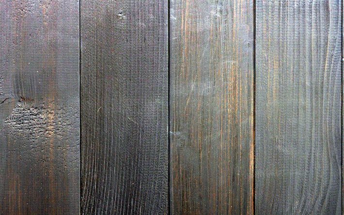 trama di assi di legno nero, trama di assi verticali, trama di legno nero, assi di legno, sfondo di legno