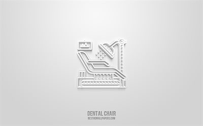 Dental stol 3d ikon, vit bakgrund, 3d symboler, Dental stol, Tandv&#229;rd ikoner, 3d ikoner, Dental stol tecken, Tandv&#229;rd 3d ikoner