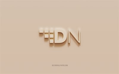 DigitalNote logo, brown plaster background, DigitalNote 3d logo, cryptocurrency, DigitalNote emblem, 3d art, DigitalNote