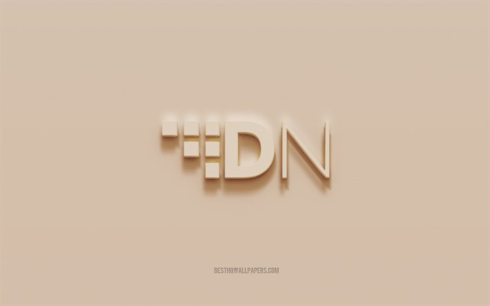 شعار DigitalNote, خلفية الجص البني, شعار DigitalNote ثلاثي الأبعاد, عملة مشفرة, فن ثلاثي الأبعاد, ديجيتال نوت