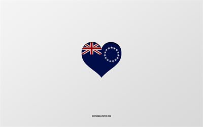 I Love Cook Islands, Africa countries, Cook Islands, gray background, Cook Islands flag heart, favorite country, Love Cook Islands