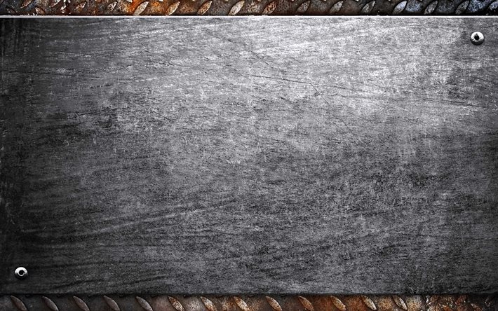 placa de metal cinza, 4k, fundo de metal enferrujado, texturas de grunge, texturas de metal, fundo de metal cinza, fundos de grunge