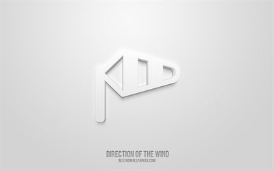 Direction of the wind 3d icon, white background, 3d symbols, Direction of the wind, Signs icons, 3d icons, Direction of the wind sign, Signs 3d icons