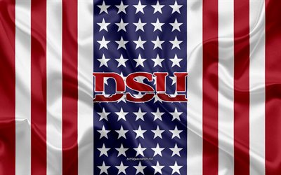 emblem der dixie state university, amerikanische flagge, logo der dixie state university, st george, utah, usa, dixie state university
