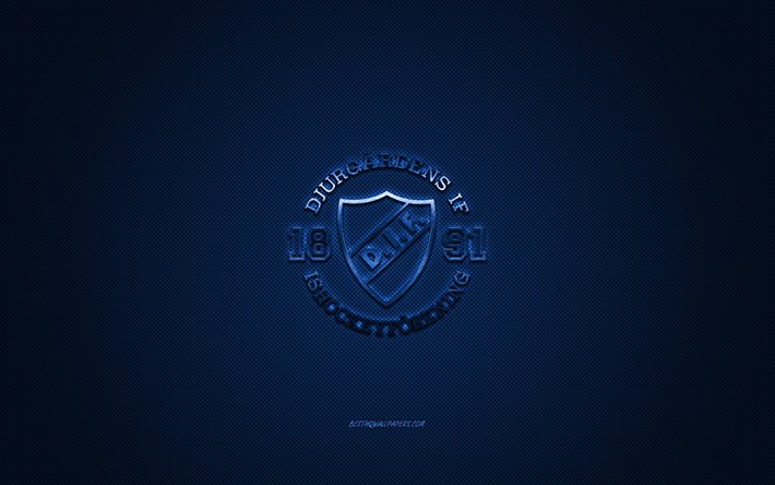 Djurgardens IF, Ruotsin j&#228;&#228;kiekkoseura, SHL, sininen logo, sininen hiilikuitutausta, j&#228;&#228;kiekko, Tukholma, Ruotsi, Djurgardens IF-logo, Ruotsin j&#228;&#228;kiekkoliiga