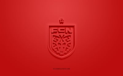 FC Nordsjaelland, creative 3D logo, red background, 3d emblem, Danish football club, Danish Superliga, Farum, Denmark, FC Nordsjaelland new logo, football, FC Nordsjaelland 3d logo