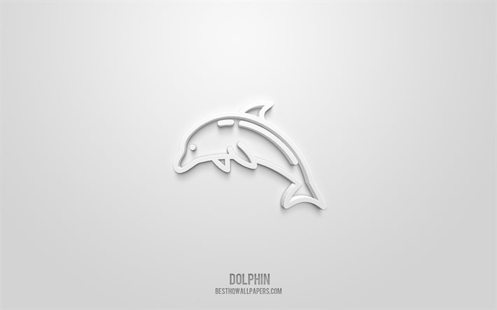 Download wallpapers Dolphin 3d icon, white background, 3d symbols, Dolphin,  Marine animals icons, 3d icons, Dolphin sign, Marine animals 3d icons for  desktop free. Pictures for desktop free