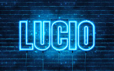 Lucio, 4k, wallpapers with names, Lucio name, blue neon lights, Lucio Birthday, Happy Birthday Lucio, popular italian male names, picture with Lucio name