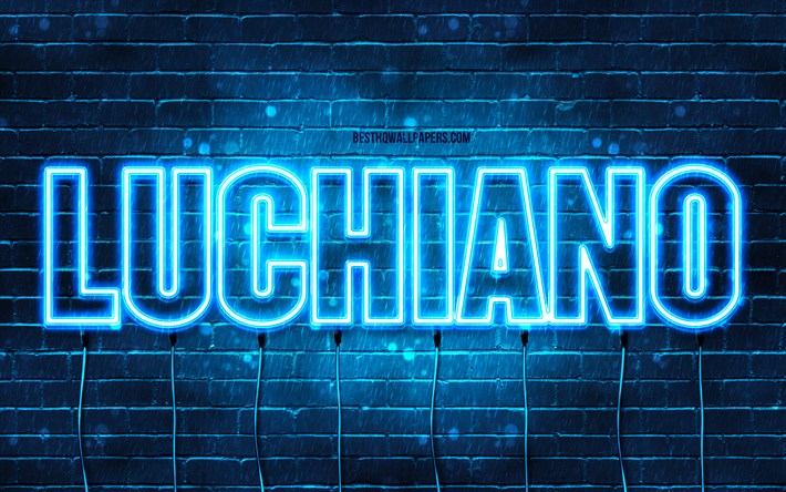 Luchiano, 4k, wallpapers with names, Luchiano name, blue neon lights, Luchiano Birthday, Happy Birthday Luchiano, popular italian male names, picture with Luchiano name
