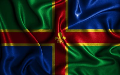 Lincolnshire flag, 4k, silk wavy flags, english counties, Flag of Lincolnshire, fabric flags, 3D art, Lincolnshire, Europe, Counties of England, Lincolnshire 3D flag, England