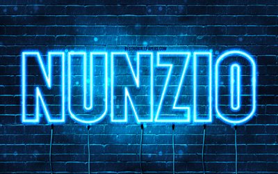 Nunzio, 4k, wallpapers with names, Nunzio name, blue neon lights, Nunzio Birthday, Happy Birthday Nunzio, popular italian male names, picture with Nunzio name