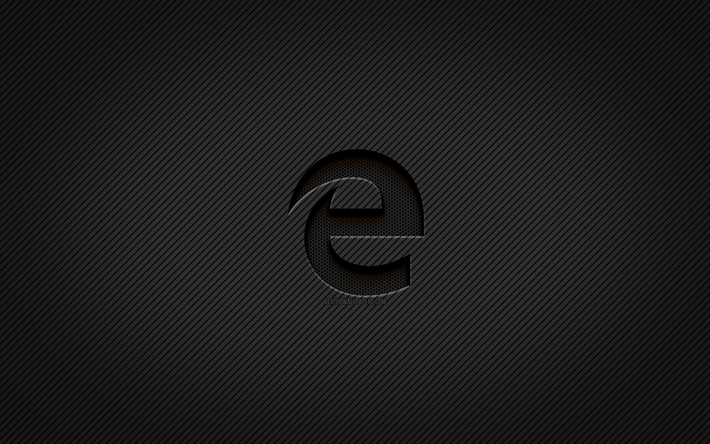 Microsoft Edgen hiililogo, 4k, grunge art, hiilitausta, luova, Microsoft Edgen musta logo, tuotemerkit, Microsoft Edge -logo, Microsoft Edge