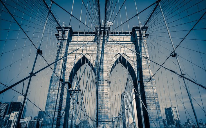 Pont de Brooklyn, New York, &#233;tats-unis, ciel