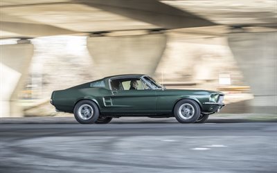 ford mustang bullitt, 1968, american retro-sport-autos, classic cars, tuning mustang, ford