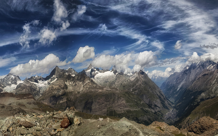 4k, Alps, mountains, Zermatt, Switzerland, Europe