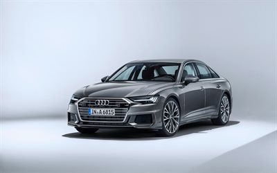 Audi A6, 4k, studio, 2018 voitures, Audi A6 Quattro S Line, voitures de luxe, la nouvelle A6, Audi