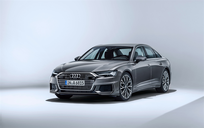 Audi A6, 4k, estudio, 2018 coches, Audi A6 Quattro S Line, coches de lujo, nuevo A6, Audi