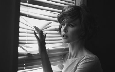 Nicole Kidman, Australisk sk&#229;despelare, photoshoot, portr&#228;tt, svartvitt foto, svart och vit photoshoot, Hollywood-stj&#228;rnan, Nicole Kidman Maria