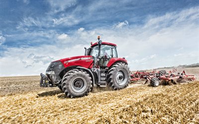 Case IH Magnum 370 CVX, 4k, plowing field, 2019 tractors, crawler, agricultural machinery, harvest, HDR, agriculture, tractor in the field, Case