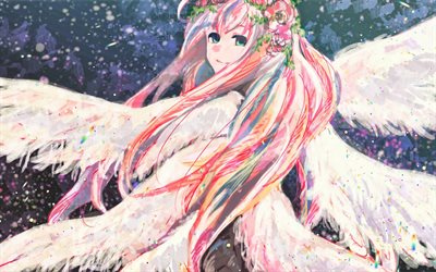 Megurine Luka, tytt&#246; vaaleanpunainen hiukset, Vocaloid merkki&#228;, manga, Luka Megurine, Vocaloid