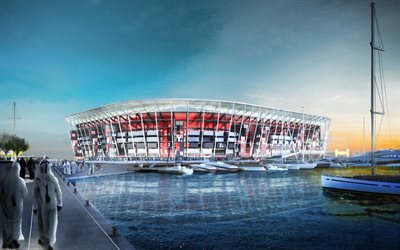 Ras Abu Aboud Stadium, fanit, Doha, Qatar Stars League, jalkapallo-stadion, Dohan Satama-Stadion, Qatar, jalkapallo, 2022 FIFA World Cup, Qatarin stadioneja