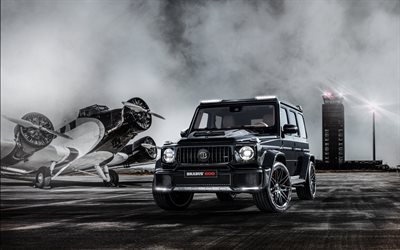 Mercedes-Benz G63 AMG, 2019, Brabus, exterior, front view, black SUV, new G-class, tuning G63, Brabus 800, Mercedes