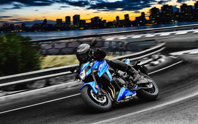 سوزوكي GSX-S750, 4k, متسابق, 2019 الدراجات, superbikes, 2019 سوزوكي GSX-S, الدراجات النارية اليابانية, سوزوكي