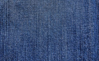 mezclilla azul, macro, dril de algod&#243;n textura, tela azul, close-up, el fondo de la tela del dril de algod&#243;n