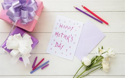Happy mothers day, gifts, congratulations, postcard, Mothers Day, spring flowers