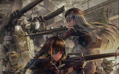 M16a1, Hk416, M4 Sopmod Ii, artwork, SRPG, manga, Girls Frontline