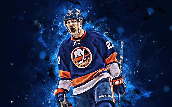 Anders Lee, hokey oyuncuları, New York Islanders, NHL, hokey yıldızlar, Mark Lee, NY Islanders, hokey, neon ışıkları Anders