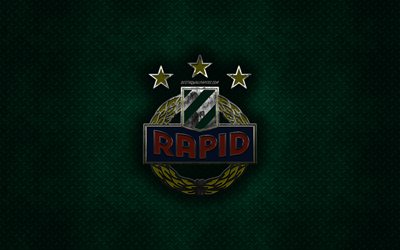SK Rapid, Austrian football club, green metal texture, metal logo, emblem, Vienna, Austria, Austrian Football Bundesliga, creative art, Bundesliga, football, Rapid Vienna