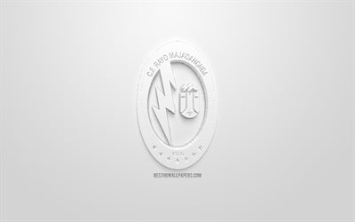 CF Rayo Majadahonda, creativo logo en 3D, fondo blanco, 3d emblema, club de f&#250;tbol espa&#241;ol, La Liga 2, Segunda, Majadahonda, Espa&#241;a, 3d, arte, f&#250;tbol, logo en 3d