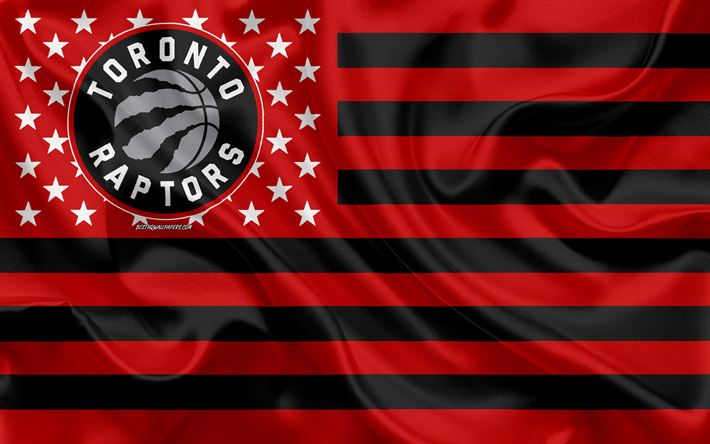 Des Raptors de Toronto, Canadian club de basket-ball, American creative drapeau rouge drapeau noir, NBA, Toronto, Ontario, Canada, etats-unis, le logo, l&#39;embl&#232;me, le drapeau de soie, de la National Basketball Association, de Basket-ball