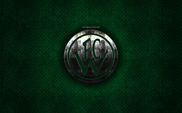 FC Wacker Innsbruck, It&#228;vallan football club, vihre&#228; metalli tekstuuri, metalli-logo, tunnus, Innsbruck, It&#228;valta, It&#228;vallan Bundesliigan Jalkapallo, creative art, Bundesliiga, jalkapallo