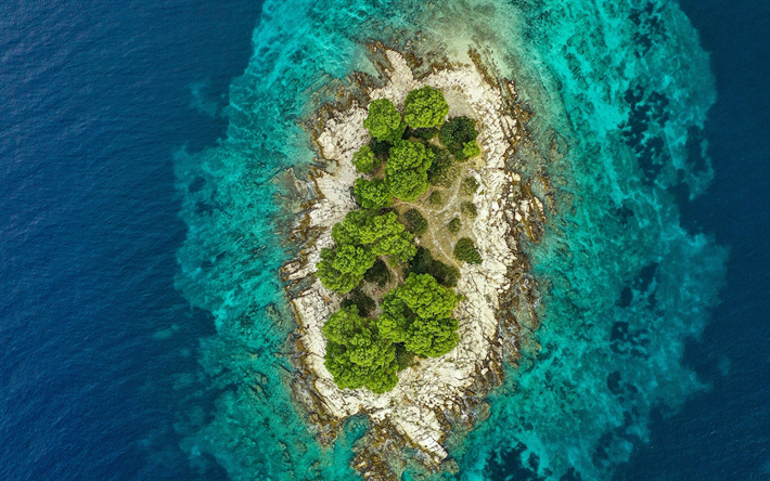 island, aero view, view from above, ocean, beautiful island, waves