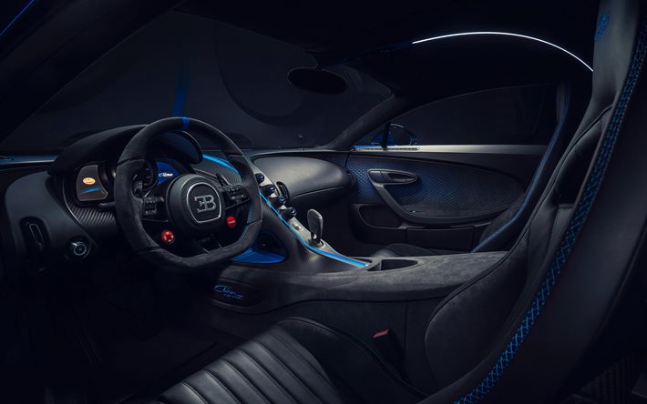 2021, Bugatti Chiron Pur Sport, interior, inside view, front panel, Chiron interior, tuning Chiron, luxury cars, hypercars, Bugatti