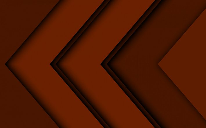 brown arrows, artwork, creative, abstract arrows, brown material design, geometric shapes, arrows, geometry, brown backgrounds, dark arrows