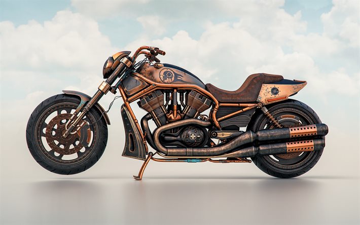 cobre motocicleta, moto tuning, A Harley-Davidson, Americana de motocicletas, motos custom