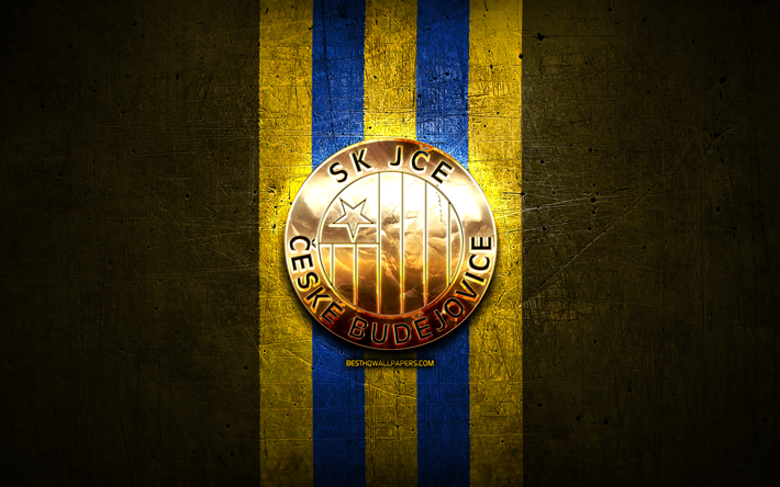 ファスタフズリーンfc, 金色のロゴ, チェコファーストリーグ, 黄色の金属の背景, フットボール, チェコのサッカークラブ, fastavzlinロゴ, サッカー, fcファスタフズリーン