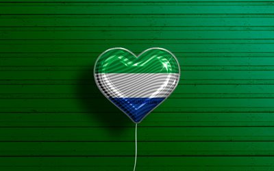 I Love Galapagos, 4k, realistic balloons, green wooden background, Day of Galapagos, ecuadorian provinces, flag of Galapagos, Ecuador, balloon with flag, Provinces of Ecuador, Galapagos flag, Galapagos