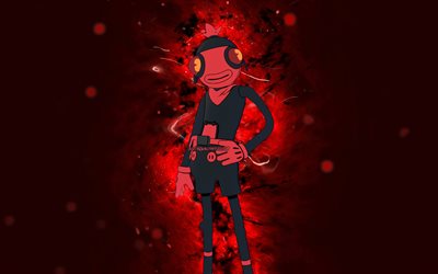 Red Night Toona Fish, 4k, red neon lights, Fortnite Battle Royale, Fortnite characters, Red Night Toona Fish Skin, Fortnite, Red Night Toona Fish Fortnite