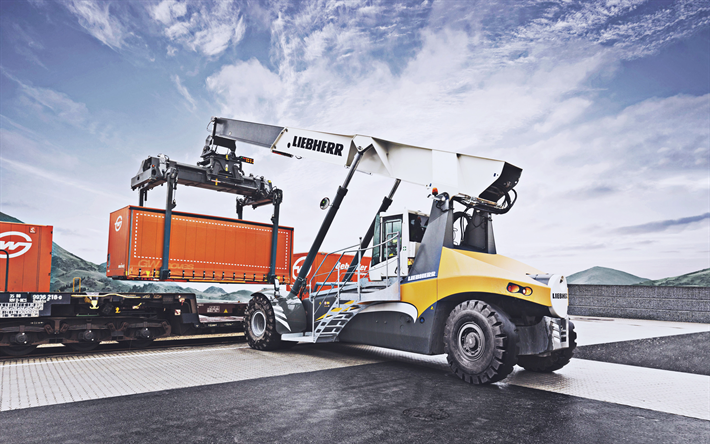 Liebherr LRS 545, 4k, reachstackers, 2022 loaders, construction machinery, special equipment, construction equipment, Liebherr