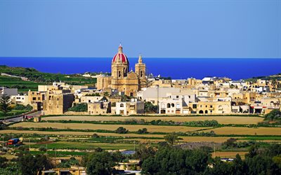 mdina, citt&#224; notevole, citt&#224; vecchia, malta, cattedrale, panorama di mdina, paesaggio urbano di mdina, mar mediterraneo