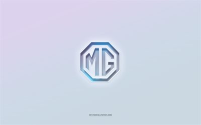 mg logosu, 3d metni kesip, beyaz arka plan, mg 3d logosu, mg amblemi, mg, kabartmalı logo, mg 3d amblemi